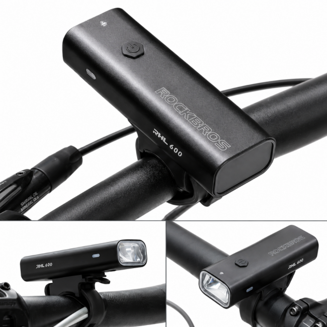 Преден фар за велосипед и тротинетка ROCKBROS RHL600 с USB-C и 5 режима на светене